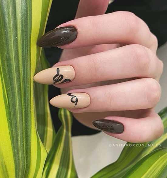 Manicure beige with black: 105 photos with the most beautiful design