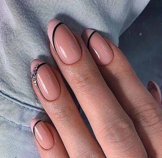 Manicure beige with black: 105 photos with the most beautiful design