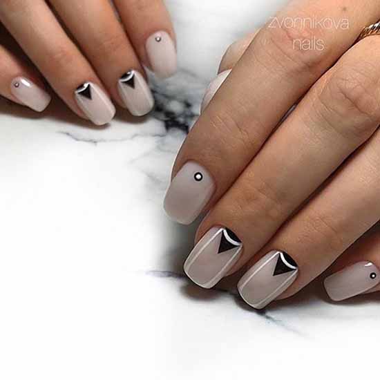 Manicure beige with black: 105 photos with the most beautiful design