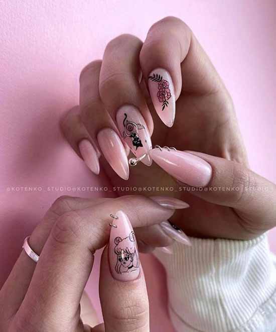 Manicure beige with black: 105 photos with the most beautiful design