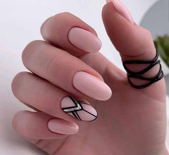 Manicure beige with black: 105 photos with the most beautiful design