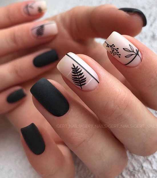 Manicure beige with black: 105 photos with the most beautiful design