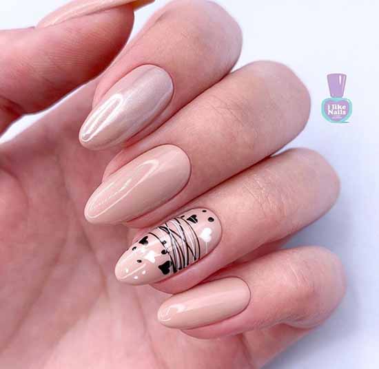 Manicure beige with black: 105 photos with the most beautiful design