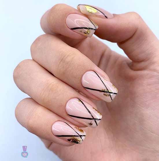 Manicure beige with black: 105 photos with the most beautiful design