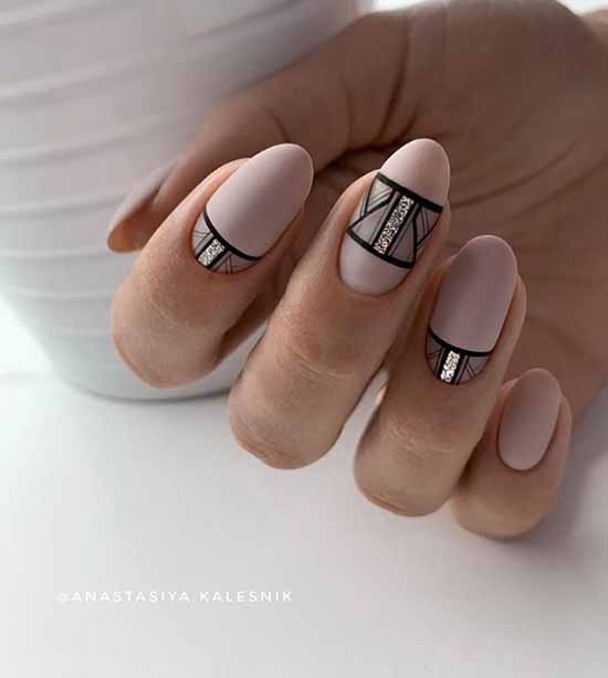 Manicure beige with black: 105 photos with the most beautiful design