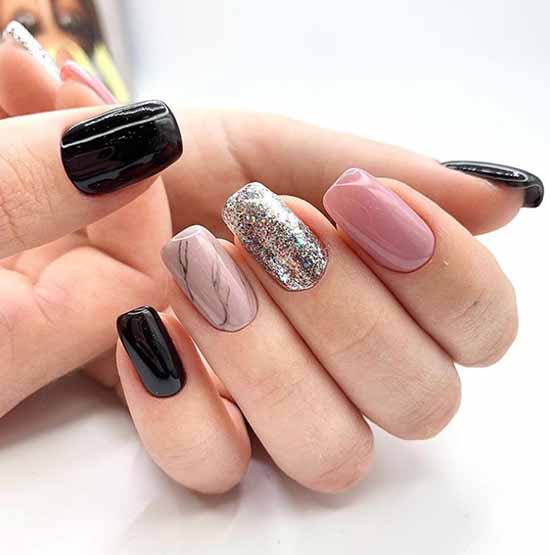 Manicure beige with black: 105 photos with the most beautiful design