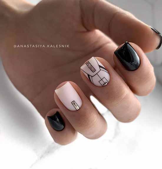 Manicure beige with black: 105 photos with the most beautiful design