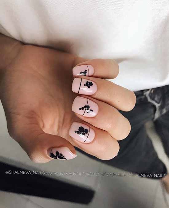 Manicure beige with black: 105 photos with the most beautiful design