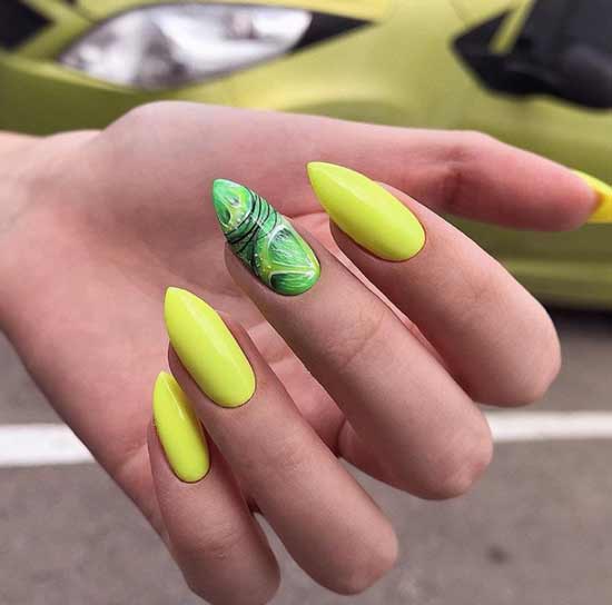 Bright manicure design with fruits