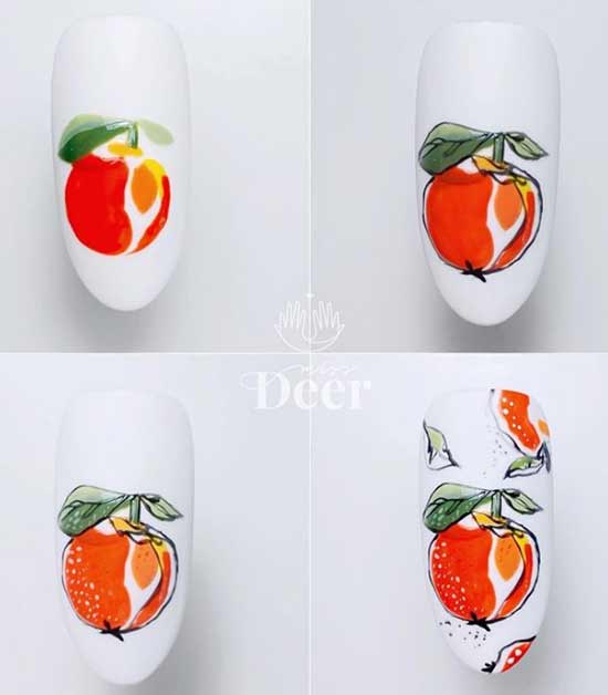 Step by step how to draw an apple on nails