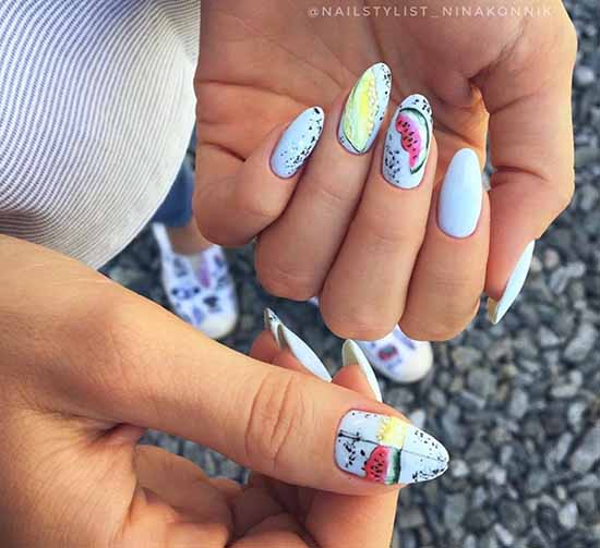 Manicure with fruits 2021: photo novelties of nail design