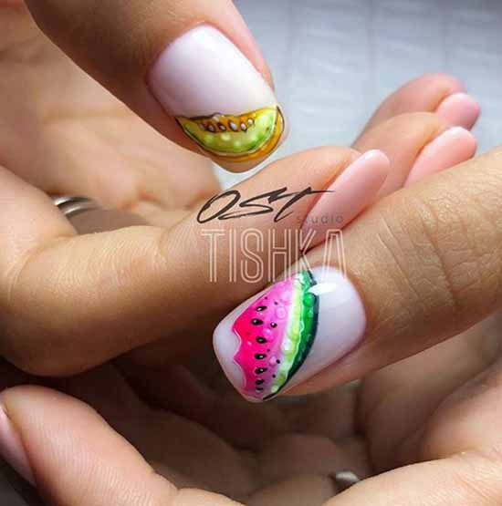 Manicure with fruits 2021: photo novelties of nail design