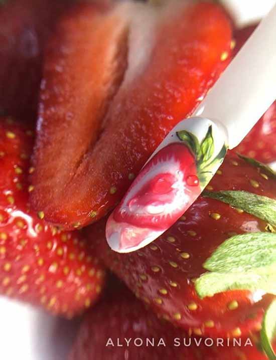 Manicure with fruits 2021: photo novelties of nail design