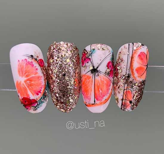 Manicure with fruits 2021: photo novelties of nail design