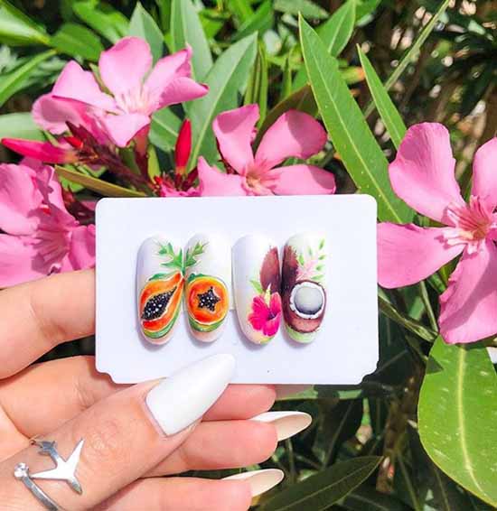 Manucure aux fruits 2021: nouveautés photo de la conception des ongles