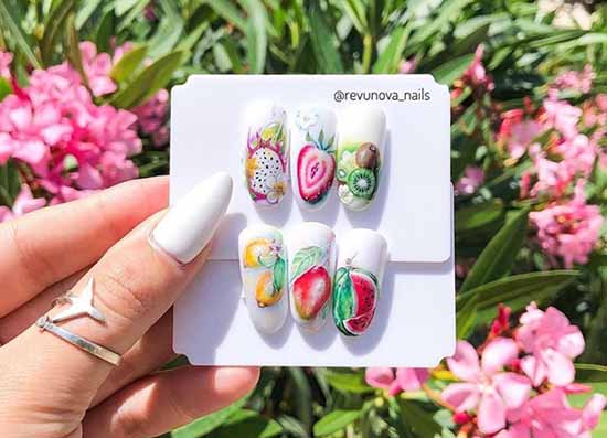 Manucure aux fruits 2021: nouveautés photo de la conception des ongles