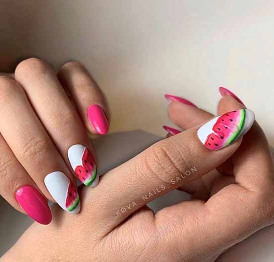 Manicure with fruits 2021: photo novelties of nail design