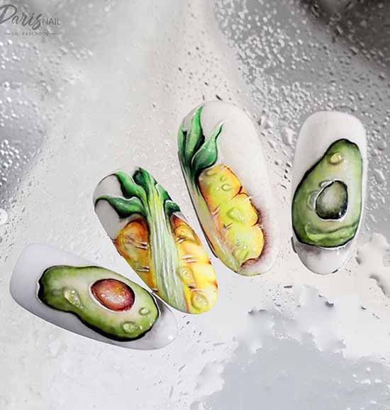 Manicure with fruits 2021: photo novelties of nail design