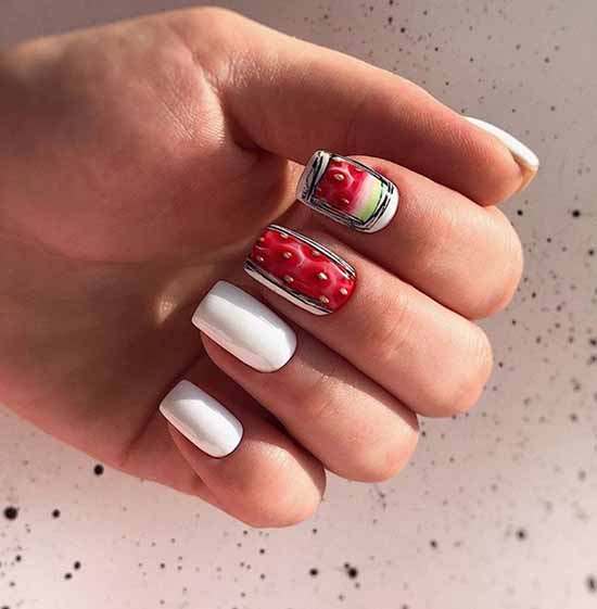 Manicure with fruits 2021: photo novelties of nail design