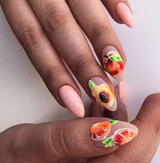 Manucure aux fruits 2021: nouveautés photo de la conception des ongles