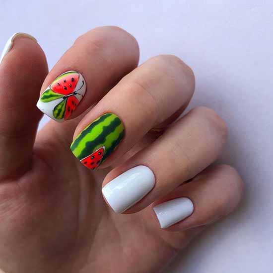 Manicure with fruits 2021: photo novelties of nail design