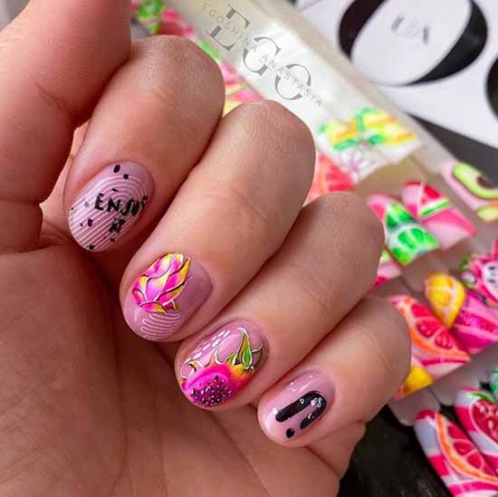 Manicure with fruits 2021: photo novelties of nail design