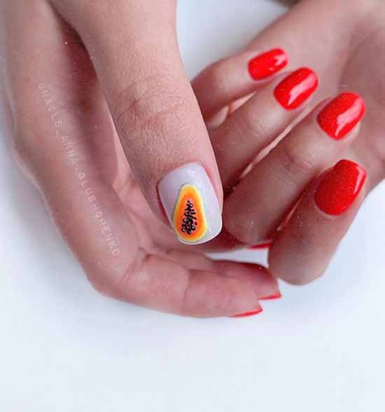 Manicure with fruits 2021: photo novelties of nail design