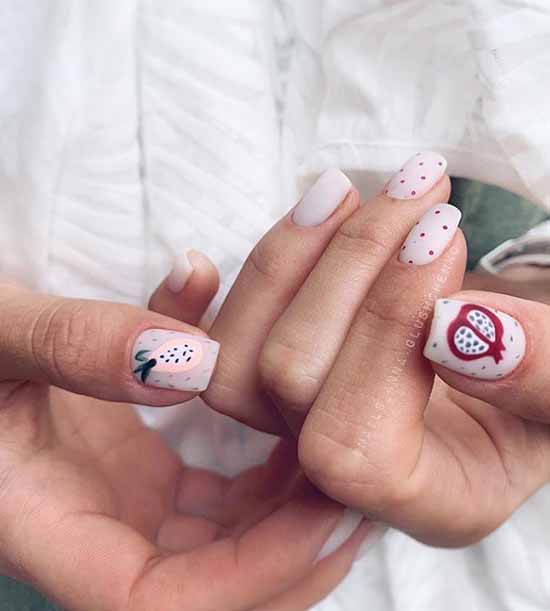 Manicure with fruits 2021: photo novelties of nail design