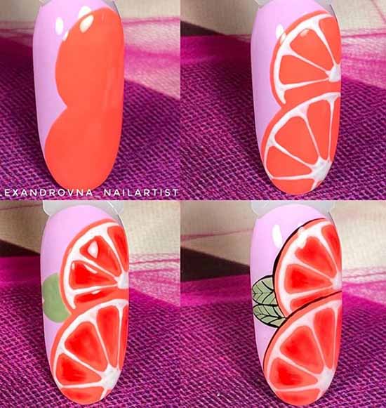 Manicure with fruits 2021: photo novelties of nail design