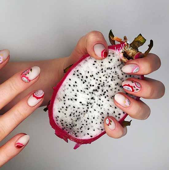 Manicure with fruits 2021: photo novelties of nail design