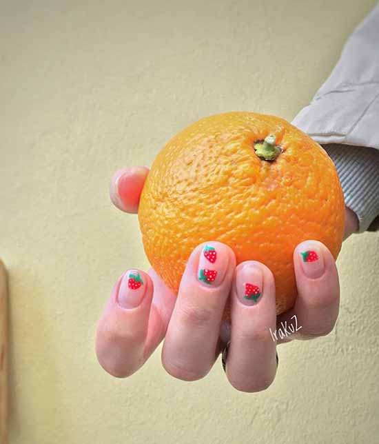 Manicure with fruits 2021: photo novelties of nail design