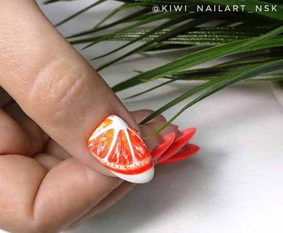 Manicure with fruits 2021: photo novelties of nail design