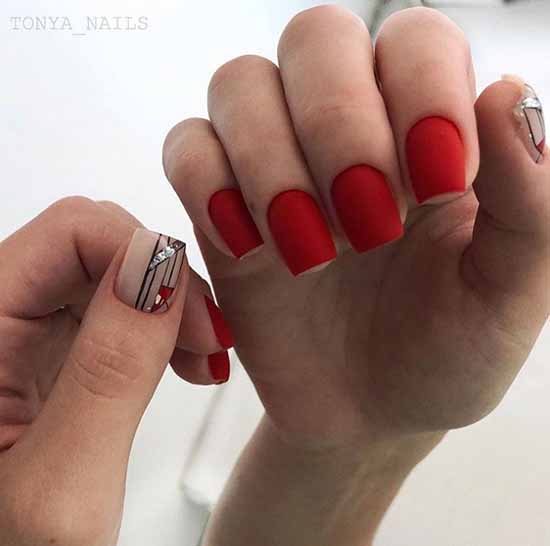 Manucure rouge pour ongles courts: nouveautés sur la photo, idées de mode