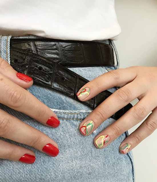 Manucure rouge pour ongles courts: nouveautés sur la photo, idées de mode