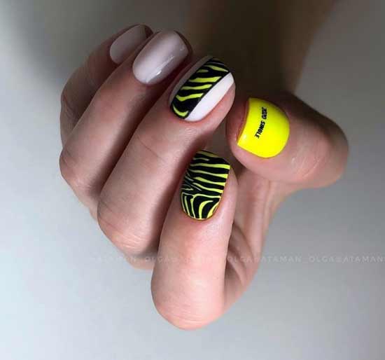 Bright manicure for square nails