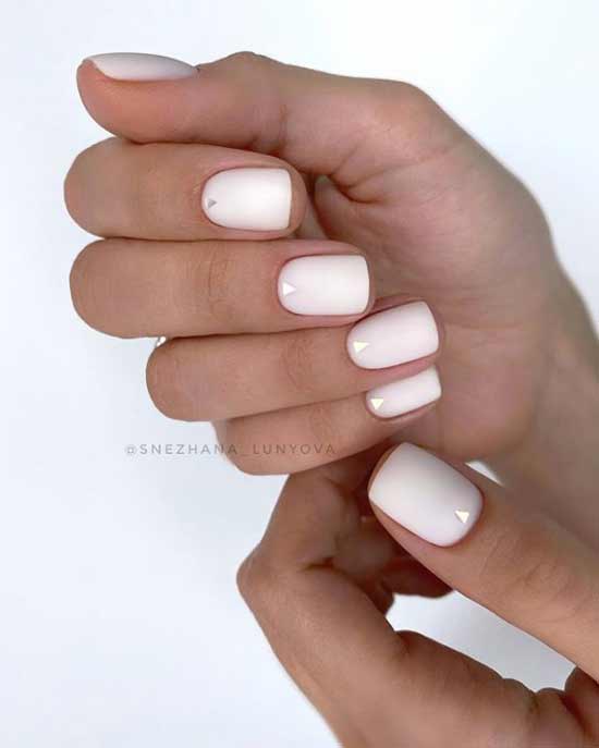 Milk manicure short square nails