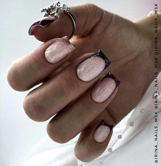 Paillettes noires françaises pour ongles carrés