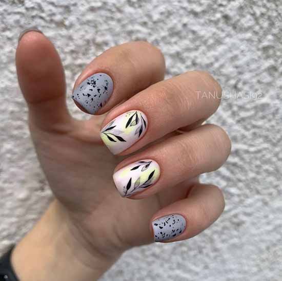 Watercolor manicure nail shape square