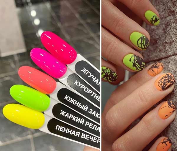 Fashionable neon shades of a photo of manicure