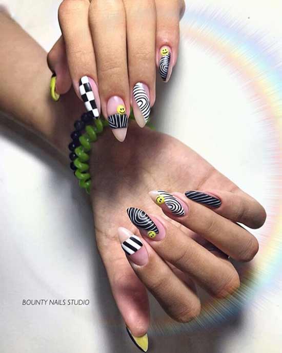 Manicure with neon pattern photo