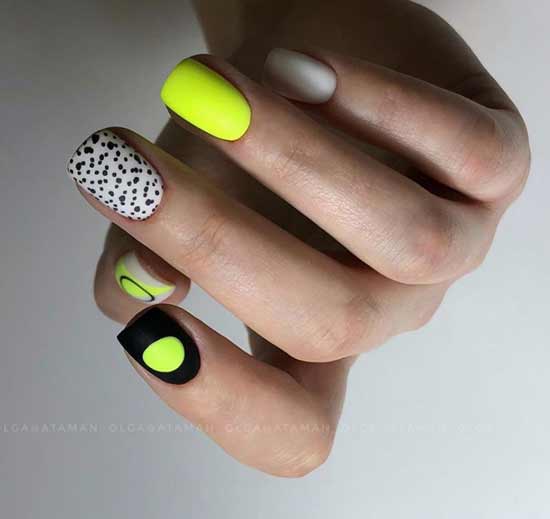 Neon on a black background of nails