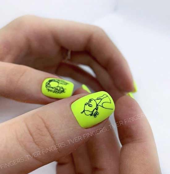 Acid manicure with stickers