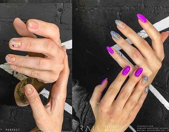 Delicate manicure with sparkles: photo novelties with a beautiful design