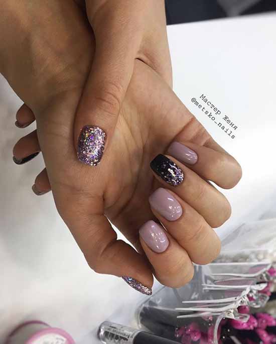 Delicate manicure with sparkles: photo novelties with a beautiful design