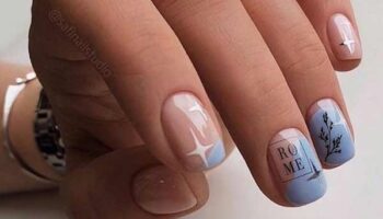 Transparent blue manicure