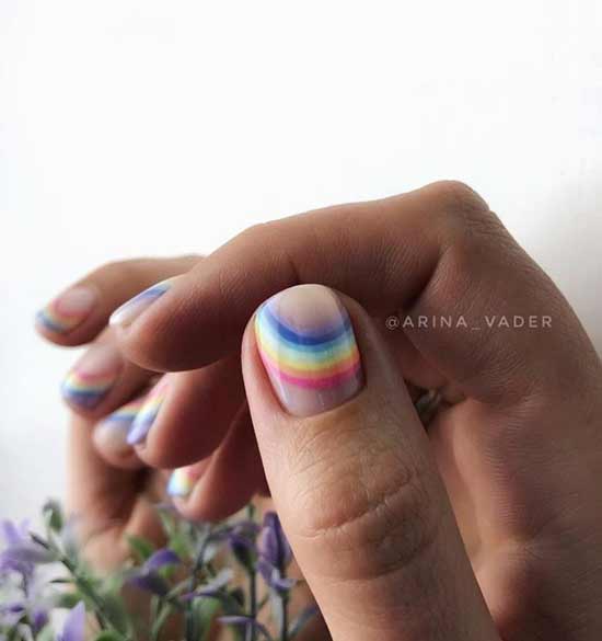 Pastel rainbow manicure