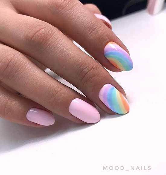 Pink rainbow manicure