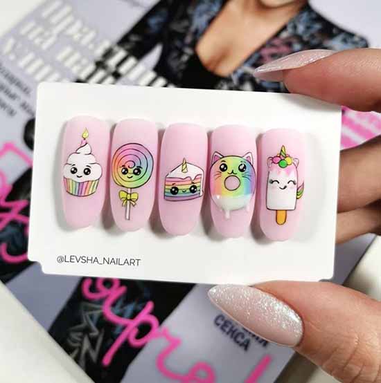 Rainbow manicure: new items, beautiful nail art in the photo