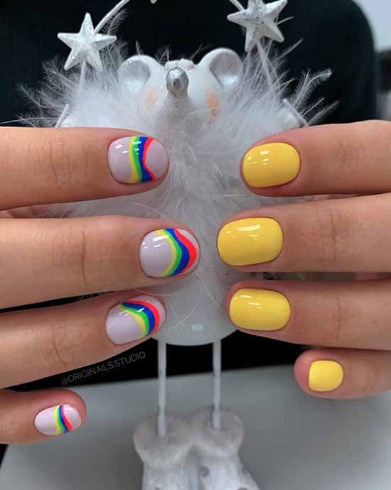 Rainbow manicure: new items, beautiful nail art in the photo