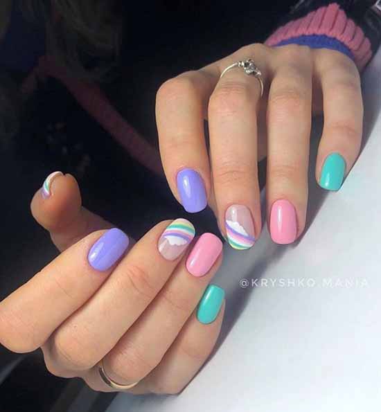 Rainbow manicure: new items, beautiful nail art in the photo